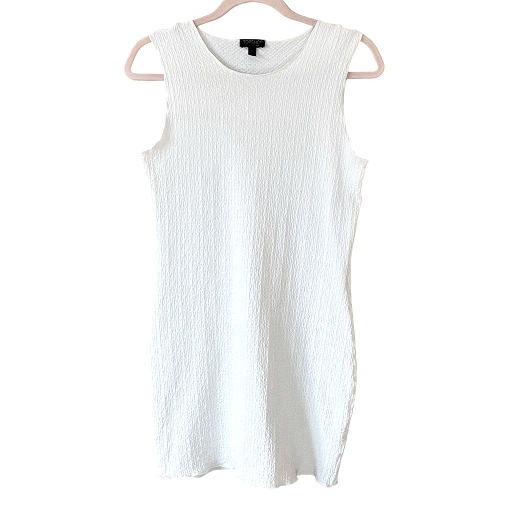 Topshop White Seersucker Sleeveless Mini Dress